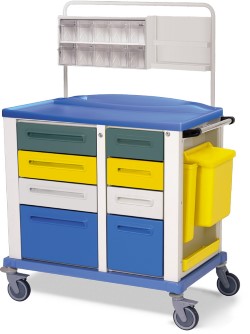 CARRELLO MEDICAZIONE 6 cassetti - 2 cassettoni con alzatina