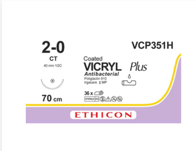 SUTURA VICRYL Plus VCP351H Cal. 2-0 Ago CT 40mm Conf 36 fili