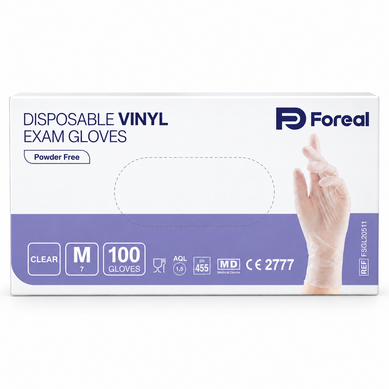 GUANTI VINILE FOREAL mis. MEDIA senza polvere CF. 100 PZ